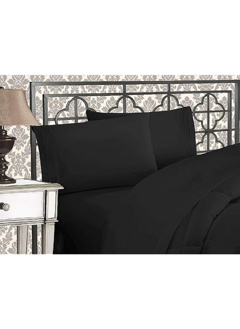 1500 Premier Hotel Quality 4 Piece Bed Sheet Sets Deep Pockets Luxurious Wrinkle Free And Fade Resistant King Black