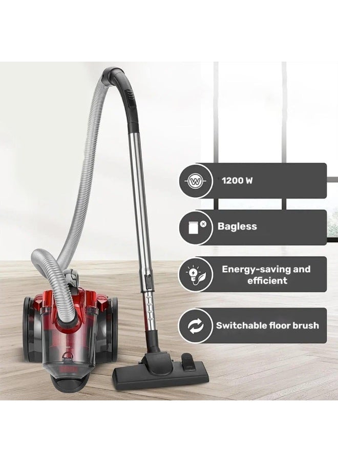 DENX DX2905 2.2L Bagless Vacuum Cleaner 1200W Powerful Suction Compact Canister Lightweight Multi‑Surface Low Noise Easy Dust Emptying for Home Use Multicolor - Image 3