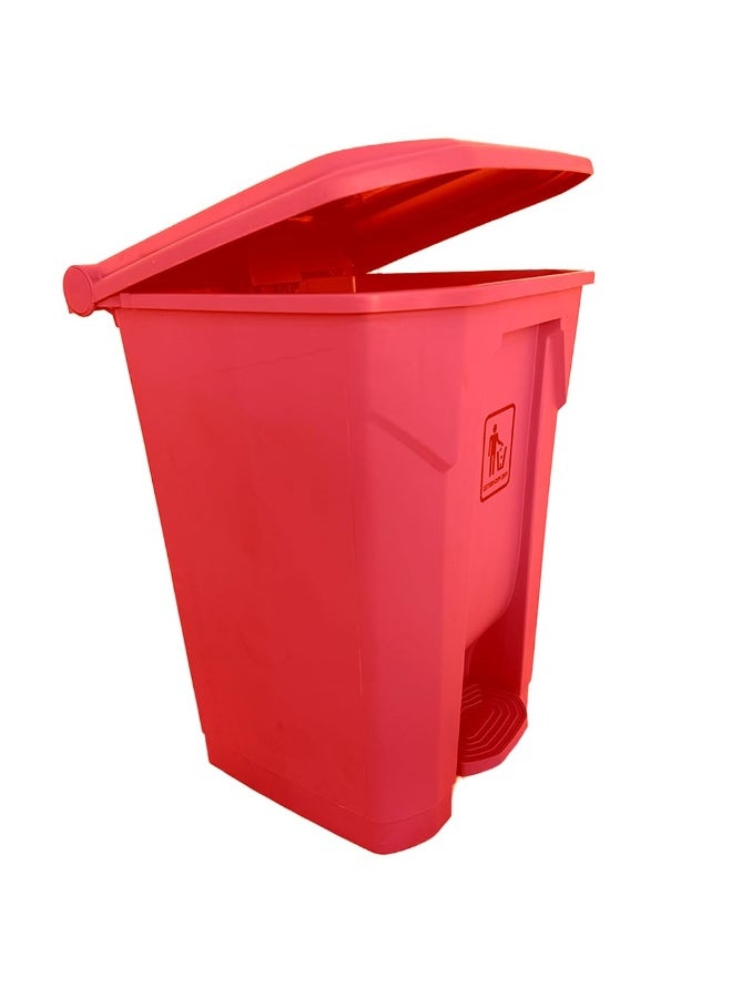 AKC سلة مهملات سعة 87 لتر مع دواسة مركزية، مصنوعة من بولي إيثيلين عالي الكثافة (HDPE) سلة قمامة ثقيلة (أحمر) - Image 1