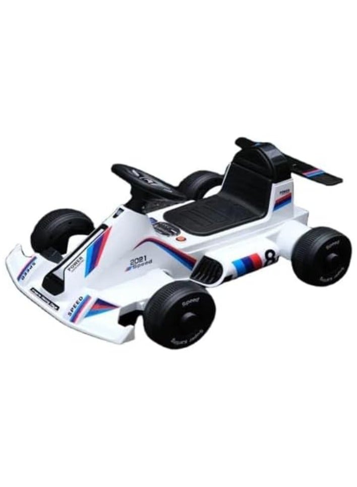 Children's electric racing car toys four-wheel racing balance car trolley juvenile battery cars for kids ride (white)