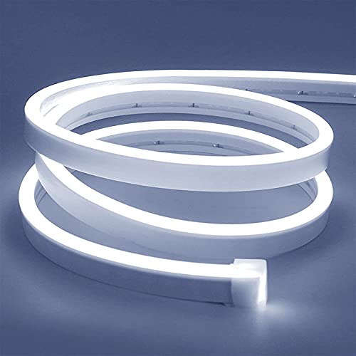 Lamomo White Led Strip Lights, 16.4ft/5m Neon Light Strip, 12V Flex Waterproof Neon LED Strip Silicone LED Neon Rope Light for Kitchen Bedroom Indoor Outdoor Decoration（Power Adapter not Included - Image 1