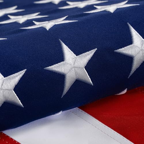 JPorton Cotton American Flag 3x5ft Ultra Durable for Outside TearProof Fabric Embroidered Stars Brass Grommets Perfect for Outdoor US Flag Show Your Patriotism with LongLasting Quality - Image 1