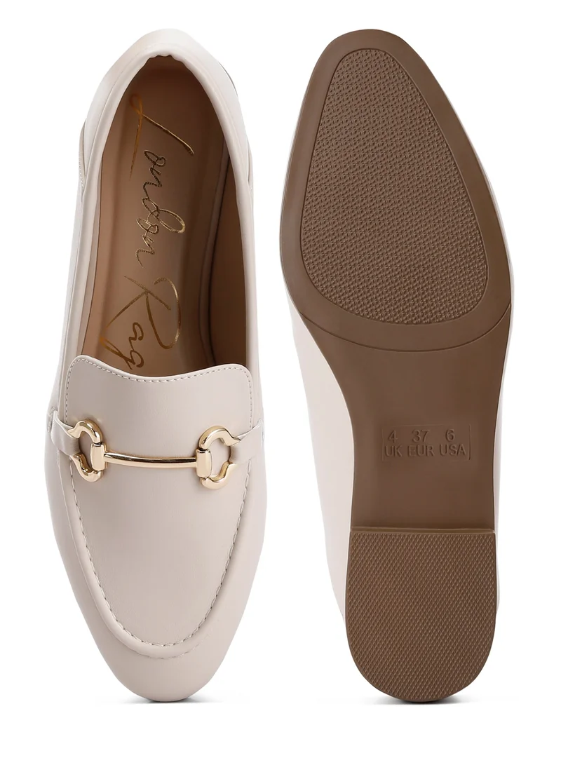 London Rag Horsebit Embellished Loafers in ECRU