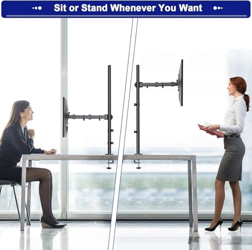HUANUO Monitor Arm Desk Mount, Fully Adjustable Stand Computer Mount for 13-32 In Screen, Ultra Wide Screen to 38In, Single Extra Tall 39 Inch Monitor Stand Holds up to 22lbs with C Clamp/Grommet Base - Image 2