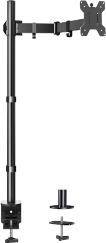 HUANUO Monitor Arm Desk Mount, Fully Adjustable Stand Computer Mount for 13-32 In Screen, Ultra Wide Screen to 38In, Single Extra Tall 39 Inch Monitor Stand Holds up to 22lbs with C Clamp/Grommet Base - Image 1