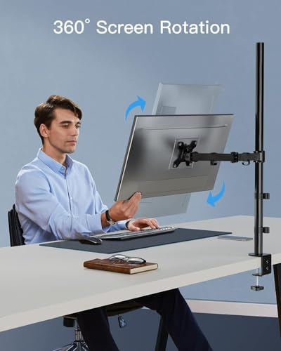 HUANUO Monitor Arm Desk Mount, Fully Adjustable Stand Computer Mount for 13-32 In Screen, Ultra Wide Screen to 38In, Single Extra Tall 39 Inch Monitor Stand Holds up to 22lbs with C Clamp/Grommet Base - Image 5