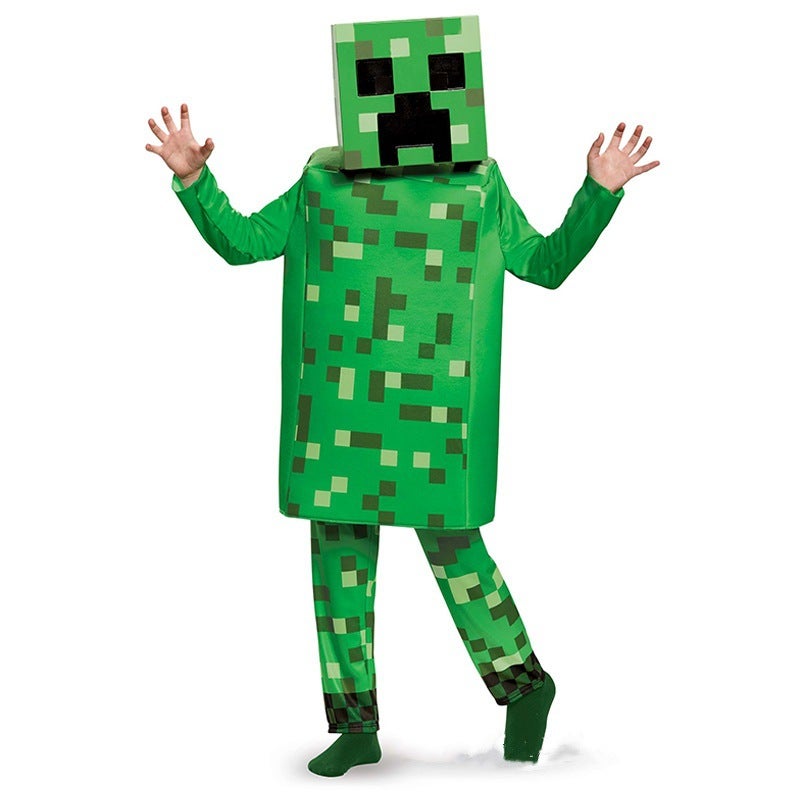 All Saints Childrens Costumes My World MC Party Cosplay Costumes Stage Performance Costumes minecraft Style 2 "hat jacket pants] 