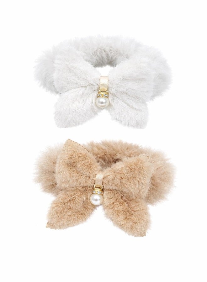 GLIMM Faux Fur Bow Hair Clip Combo for Women & Girls - Soft Plush Bow with Pearl Charm | Elegant Hair Accessories for Ponytail & Bun (Pack of 2) - Image 5