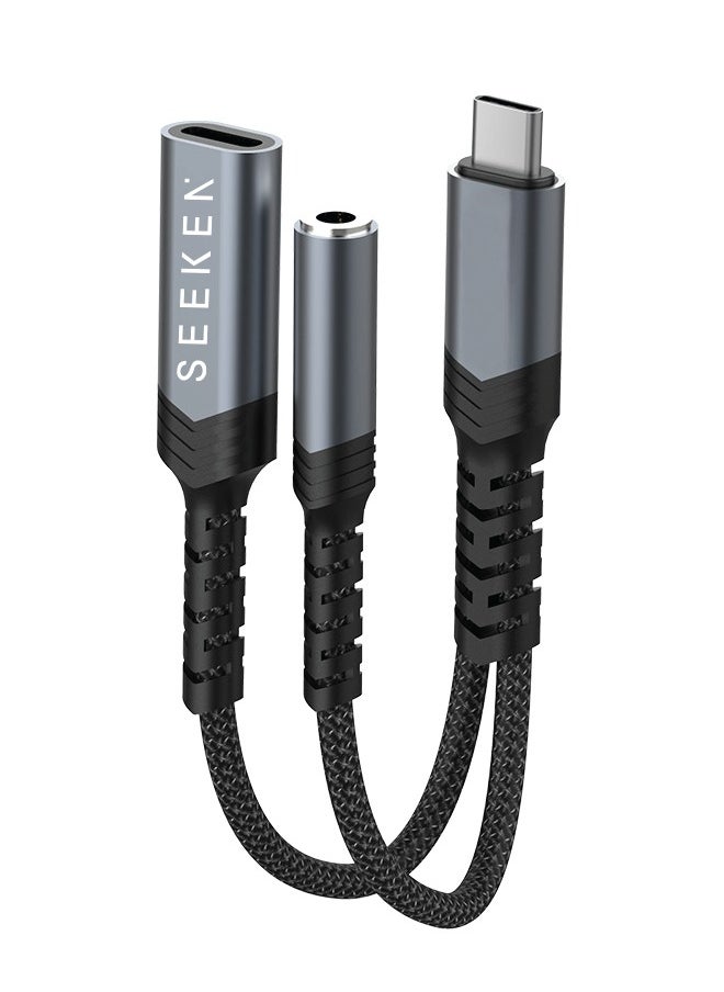 Seeken SEEKEN Type-C to 3.5mm Audio Jack Coverter -Black | Braided Cable | AUX | Premium Design | High-Quality.  - Image 1
