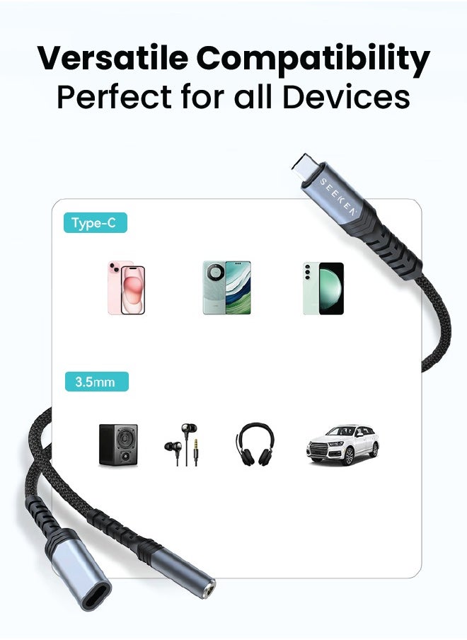 Seeken SEEKEN Type-C to 3.5mm Audio Jack Coverter -Black | Braided Cable | AUX | Premium Design | High-Quality.  - Image 2