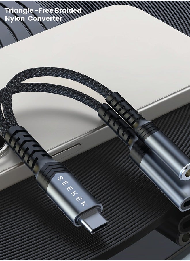 Seeken SEEKEN Type-C to 3.5mm Audio Jack Coverter -Black | Braided Cable | AUX | Premium Design | High-Quality.  - Image 5