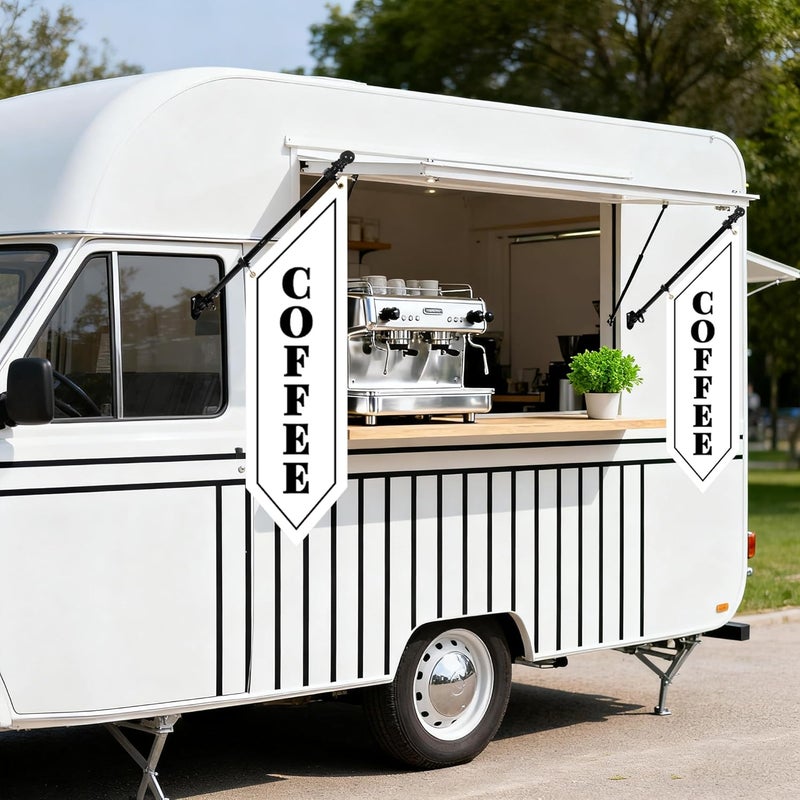 yeload Outdoor Coffee Flag with Pole Kit – 42x12 Inch Double-Sided Heavy-Duty Canvas Banner – Business Storefront Sign with Metal Bracket for Café, Shop, or Restaurant Use (White) - Image 5