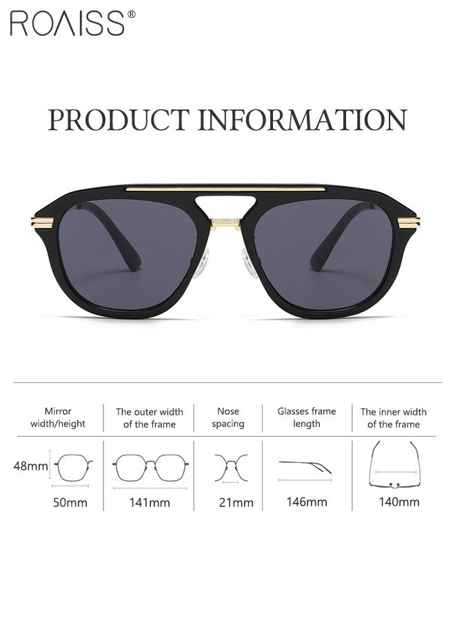 رويس نظارات شمسية عصرية معدنية مزدوجة الشعاع، حماية من الأشعة فوق البنفسجية 400، بإطار من البولي كربونات، نظارات شمسية عصرية مضادة للتوهج للرجال للقيادة والصيد والسفر - Image 3