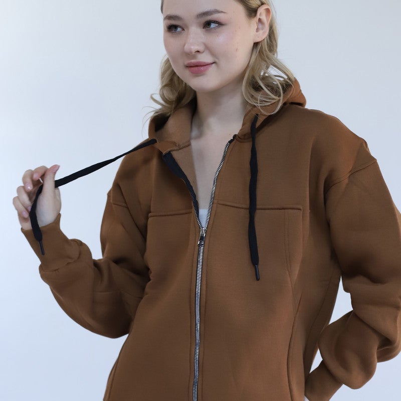 بيبو هودي نسائي سوسته ساده_بني - Image 3