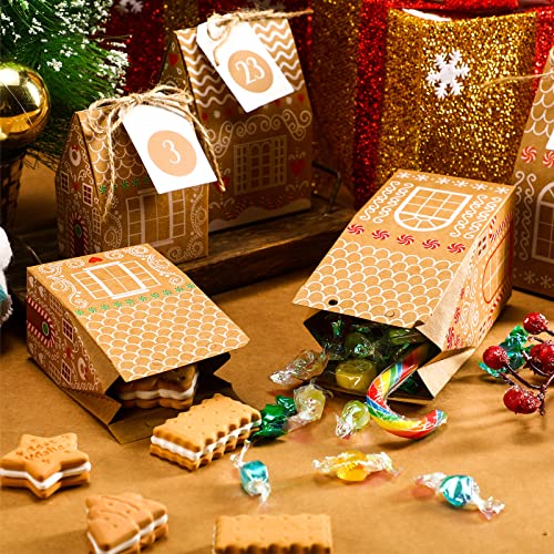 Woanger 24 Empty Advent Calendar Boxes to Fill, Christmas DIY Advent Calendar 24 Days Countdown Gift Xmas Gingerbread House Candies Treats Boxes for 2025 Xmas Holiday Decor(Stylish Style) - Image 3