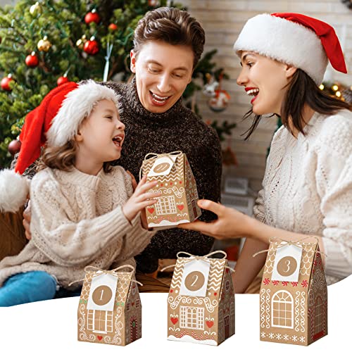 Woanger 24 Empty Advent Calendar Boxes to Fill, Christmas DIY Advent Calendar 24 Days Countdown Gift Xmas Gingerbread House Candies Treats Boxes for 2025 Xmas Holiday Decor(Stylish Style) - Image 5