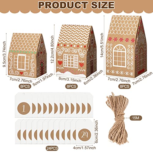 Woanger 24 Empty Advent Calendar Boxes to Fill, Christmas DIY Advent Calendar 24 Days Countdown Gift Xmas Gingerbread House Candies Treats Boxes for 2025 Xmas Holiday Decor(Stylish Style) - Image 4