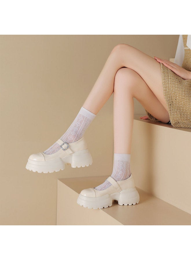Marie Claire Sweet And Cute School Style Versatile Casual Shoes Thick Sole Heightening And Slimming Jk Single Shoes - Image 3