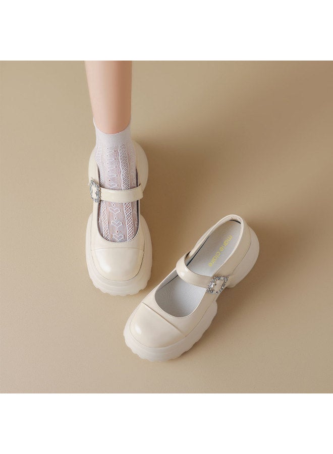 Marie Claire Sweet And Cute School Style Versatile Casual Shoes Thick Sole Heightening And Slimming Jk Single Shoes - Image 5