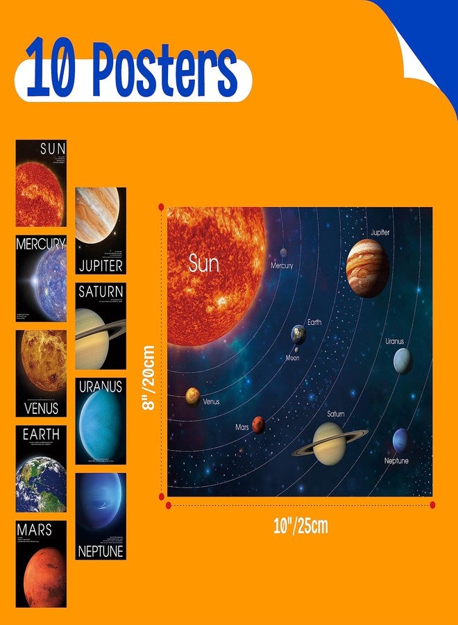 SpriteGru 10 PCS Solar System Posters, Erasable Early Learning Posters with PET Film, Thick Cardstock Space and Planets Posters Educational Teaching Wall Art Decors for Office Classroom School (10” x 8”) - Image 2