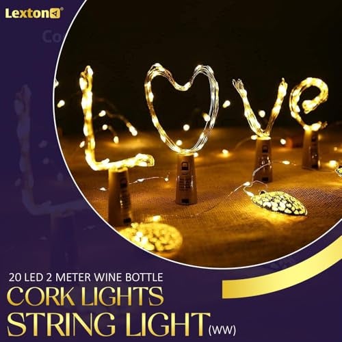 Lexton 20 LED Wine Bottle Cork Lights Copper Wire String Lights (Warm White, Pack of 4) (Warm White - Pack of 4) - Image 3