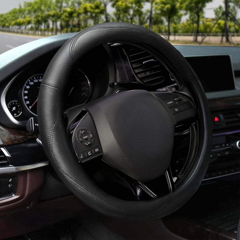 EcoNour Car Steering Wheel Cover Premium Durable PU Leather with AntiSlip Design Universal Fit 145 15 Steering Wheel Cover Car and Truck Accessories Black - Image 2