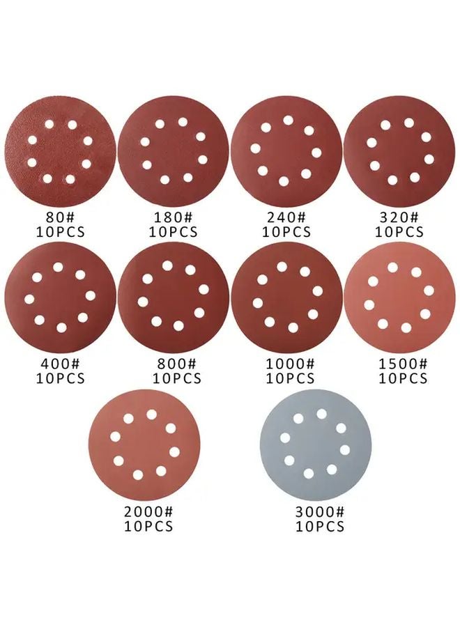 100PCS Hook And Loop Sanding Discs For Orbital Sanders Wood Metal Paint Preparation - Image 1