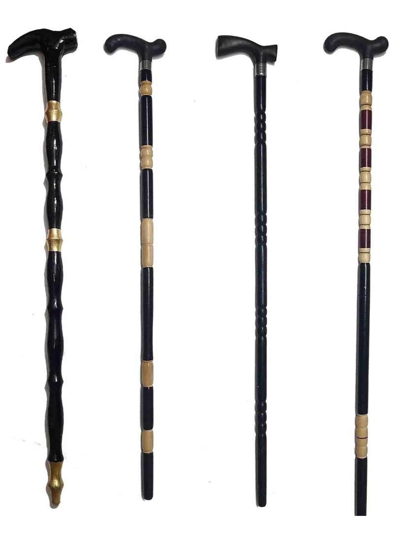 Generic - Egywolf Non-Slip Beech Wood Walking Stick with Plastic Handle for Seniors, 1 Pack - Assorted Colors - Image 1