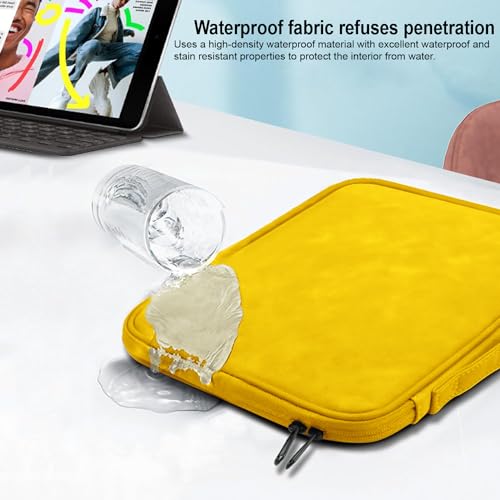 MOCA Tablet Sleeve Case for 9.7 iPad /10.9 inch New iPad / 11 inch iPad Pro / 10.2 inch iPad / 10.9" iPad Air, Galaxy Tab A8 10.5" Protective Bag, Fit Apple Smart Keyboard, Black (Yellow) - Image 4