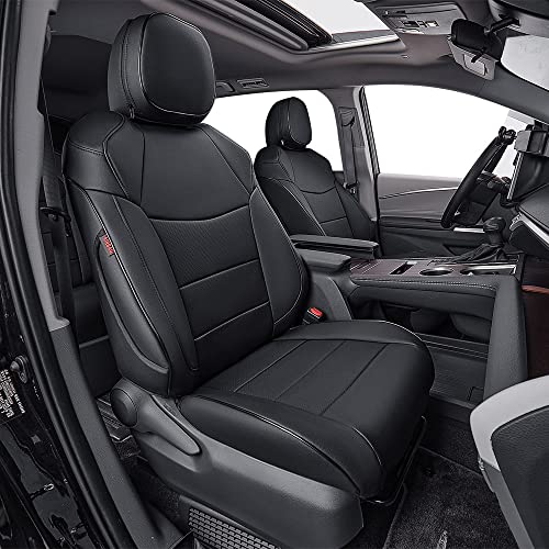 EKR Custom Fit Sienna Seat Covers for Select Toyota Sienna LE,XLE, SE,XLE Premium 2015 2016 2017 2018 2019 2020 - Three Row,Leather(Black) - Image 1