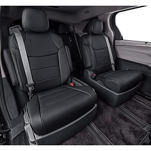 EKR Custom Fit Sienna Seat Covers for Select Toyota Sienna LE,XLE, SE,XLE Premium 2015 2016 2017 2018 2019 2020 - Three Row,Leather(Black) - Image 3
