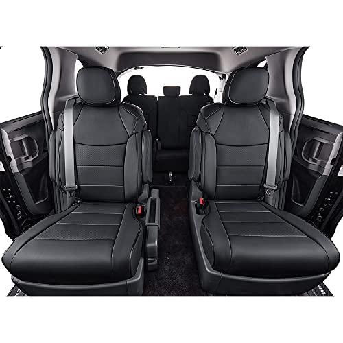 EKR Custom Fit Sienna Seat Covers for Select Toyota Sienna LE,XLE, SE,XLE Premium 2015 2016 2017 2018 2019 2020 - Three Row,Leather(Black) - Image 5