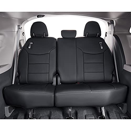 EKR Custom Fit Sienna Seat Covers for Select Toyota Sienna LE,XLE, SE,XLE Premium 2015 2016 2017 2018 2019 2020 - Three Row,Leather(Black) - Image 4