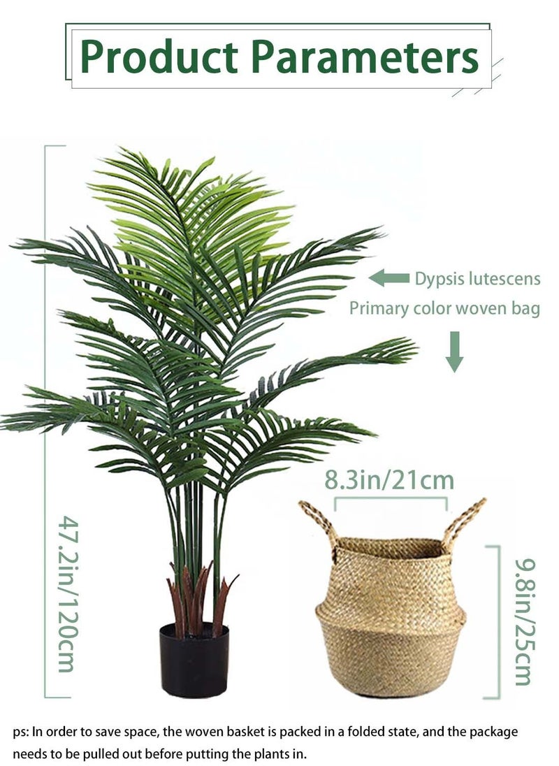 Viden - 120CM Artificial Tree Fake Flower Pot Artificial Tree Decoration Green Belt Realistic Green Phoenix mallow and Plastic Pot Home Decoration Office Indoor Outdoor Balcony Living Room - Image 1