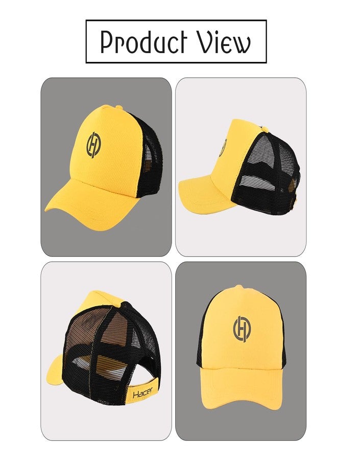 HACER Cap with Adjustable Strap Topi Men Women Baseball Head All Sports Snapback for Summer Winter Golf Gym Cricket Dance Hip Hop (Yellow, Free Size) - Image 4