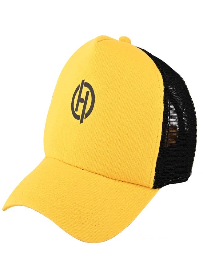HACER Cap with Adjustable Strap Topi Men Women Baseball Head All Sports Snapback for Summer Winter Golf Gym Cricket Dance Hip Hop (Yellow, Free Size) - Image 1
