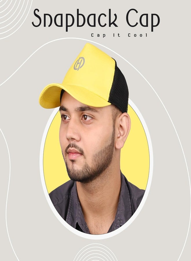 HACER Cap with Adjustable Strap Topi Men Women Baseball Head All Sports Snapback for Summer Winter Golf Gym Cricket Dance Hip Hop (Yellow, Free Size) - Image 5