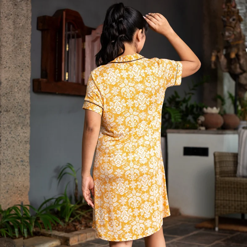 Aadaraya Aadaraya Short Sleepshirt Short Sleeves Floral Print
