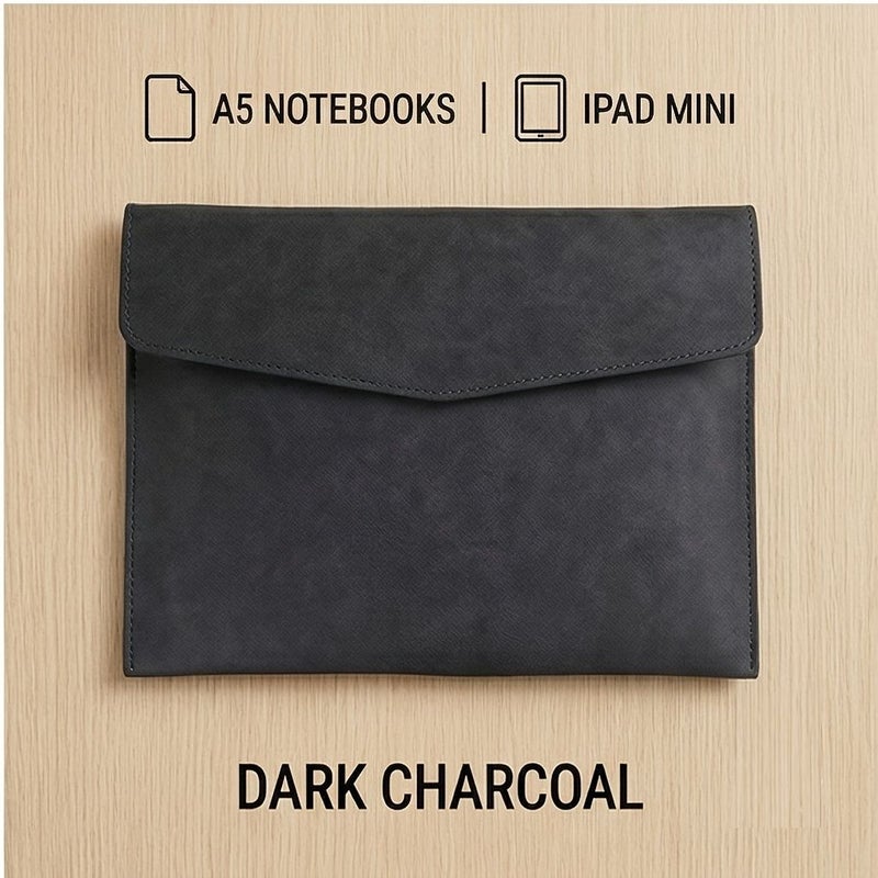 حقيبة مستندات من الجلد الصناعي الأحمر بلون سويدي مقاس A5، حقيبة منظمة، مغلف pouch مناسب لـ iPad Mini ودفتر الملاحظات والقرطاسية، للسفر والعمل، غلاف نحيف للاستخدام في المكتب والمدرسة - Image 4