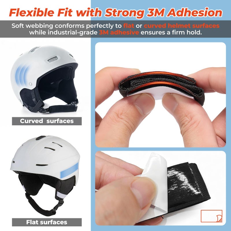ProSSS Ski Helmet Goggle Strap Retainer, Adjustable Hook & Loop Webbing Clip with 3M Adhesive, Fits 1.5â€-2.75â€ Straps, Secure Retention System for Snowboard & Ski Helmets, 2 Pack - Image 4