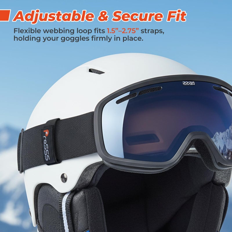 ProSSS Ski Helmet Goggle Strap Retainer, Adjustable Hook & Loop Webbing Clip with 3M Adhesive, Fits 1.5â€-2.75â€ Straps, Secure Retention System for Snowboard & Ski Helmets, 2 Pack - Image 2