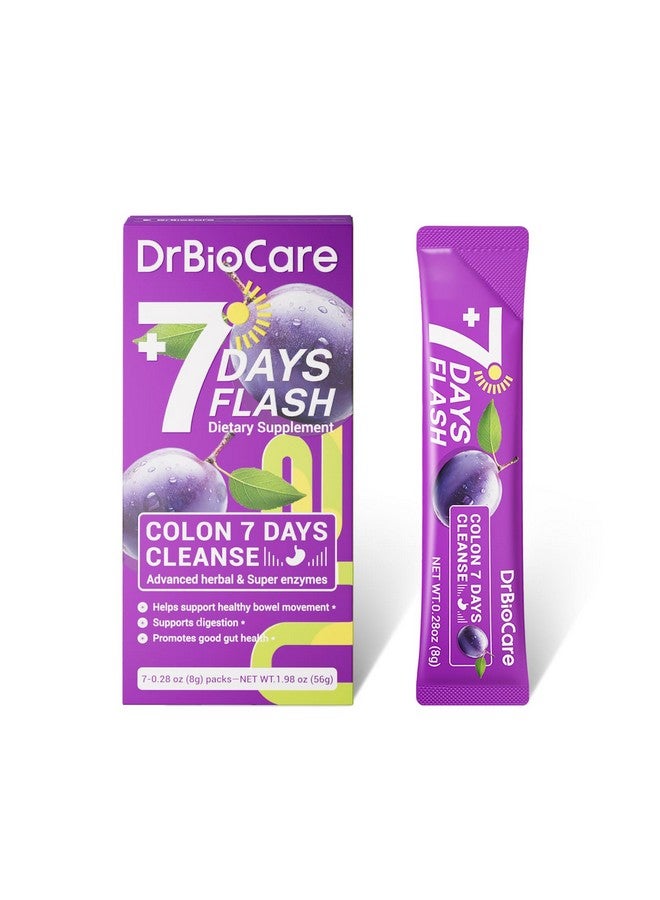 DrBioCare Colon 7 Days Cleanse, 7 Days Flash, Colon Cleanse, Detox & Digestive Support, Prune Flavor - 7 Packs - Image 1