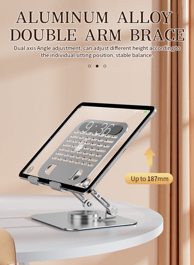 حامل كمبيوتر محمول قابل للطي بقاعدة دوارة 360 درجة، محاور دوارة مزدوجة، مريح ومتوافق مع أجهزة الكمبيوتر المحمولة والأجهزة اللوحية - Image 3