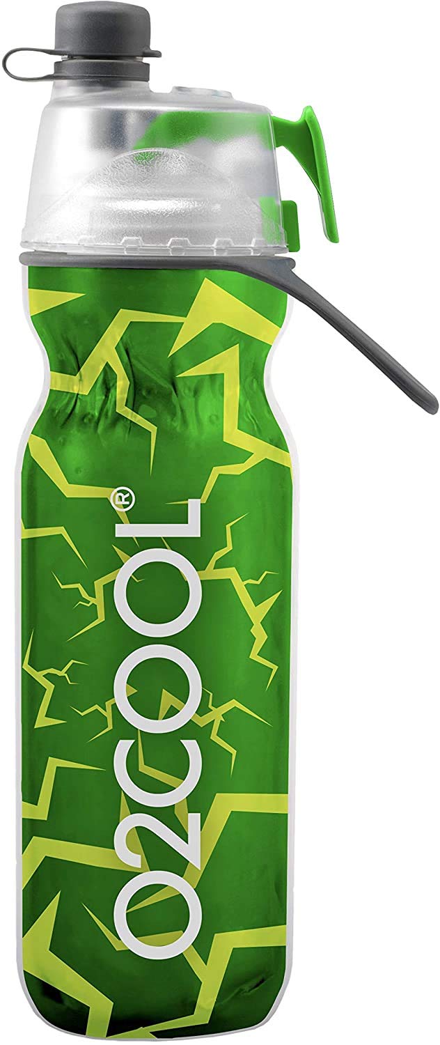 O2COOL Mist 'N Sip Misting Water Bottle 2-in-1 Mist And Sip Function With No Leak Pull Top Spout Sports Water Bottle Reusable Water Bottle - 20 oz (Crackle Green) - Image 1