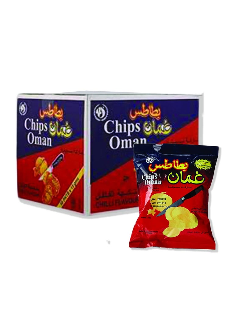 Oman Chips رقائق عمان بالجملة بنكهة الفلفل الحار، كرتون، 50 قطعة × 15 جرام - Image 1