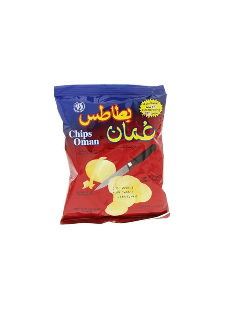Oman Chips رقائق عمان بالجملة بنكهة الفلفل الحار، كرتون، 50 قطعة × 15 جرام - Image 3