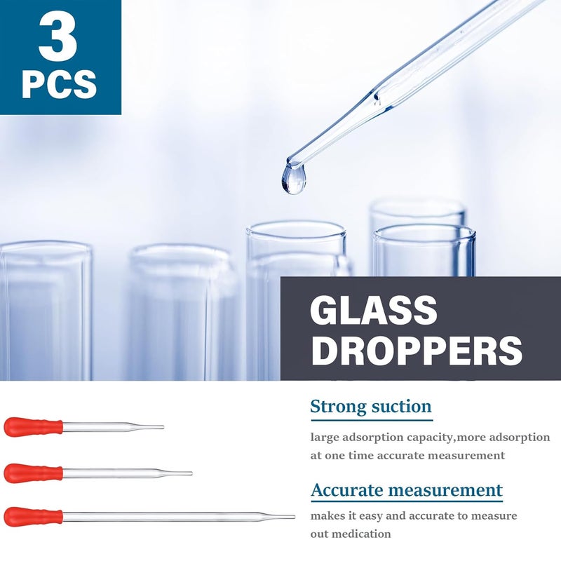 Frienda 50/100/250/500/1000ml Lab Glassware Include Graduated Cylinder, Glass Beaker Set, Glass Dropper, Stirring Rod, Measuring Cups for Laboratory Science Chemistry Supplies (20 Pcs) - Image 3