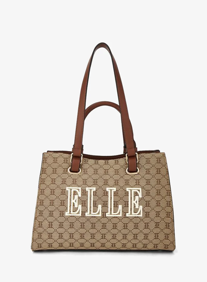 ايل Monogram Textured Tote Bag With Double Handle