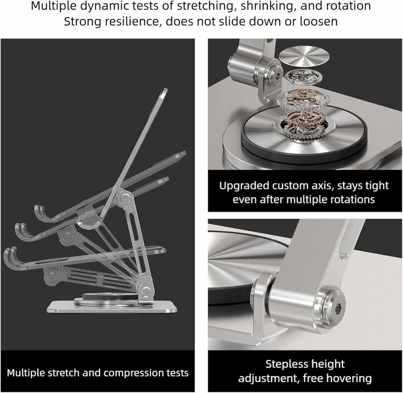 Multiple Angled Rotating Aluminum Stand Height Adjustable with 360 Rotating for Most Phones Computer and Tablets Portable Monitors Portable Phone Stand for Desk - Image 4