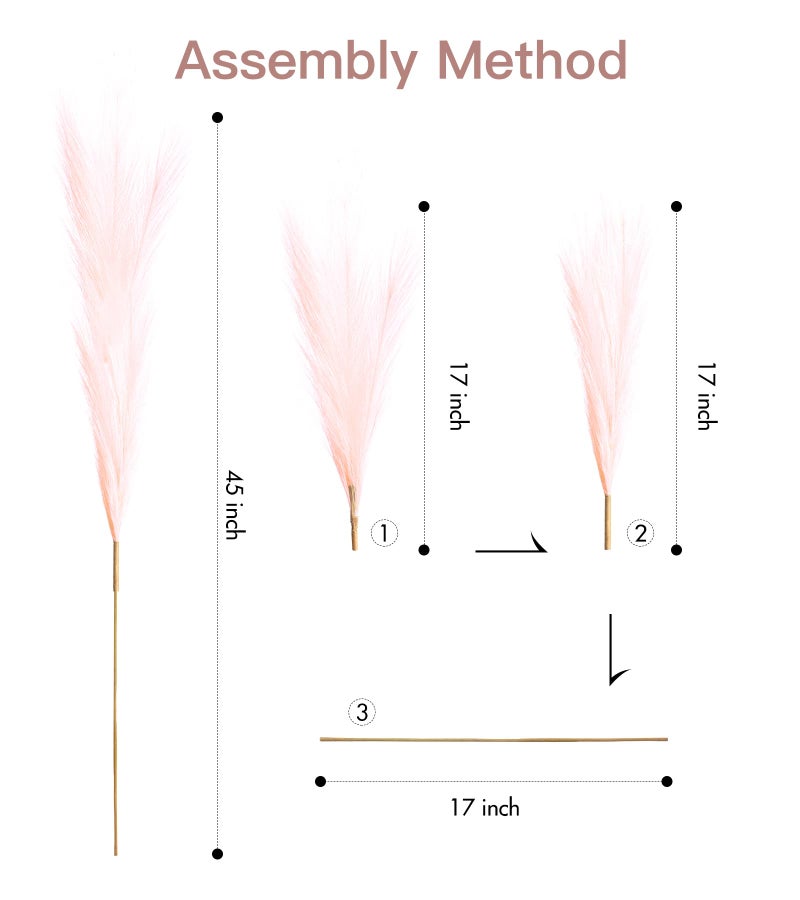 MUUNC 9 Pcs 45" Tall Pampas Grass Pink Decor, Long Stem Artificial Flower Floor Vase Large Faux Floral Pompas Fake Plants Dried Bouquet Arrangement Vase Filler for Boho Home Wedding Decoration - Image 3